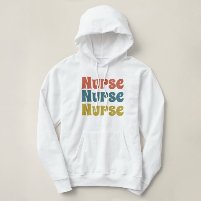 Pull À Capuche Infirmière typographie rétro femmes (Design devant)