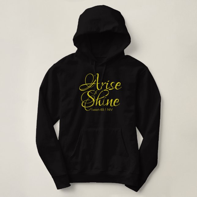 Pull À Capuche Inspiration Lever et Foi brillante Noir (Design devant)