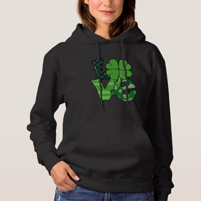 Pull À Capuche Irish Love St. Patrick's Day Shamrock Green Plaid (Devant)