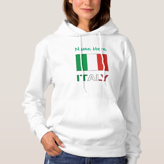 Pull À Capuche Italie Drapeau italien Personnalisation verte (Devant)