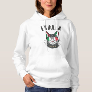 Pull À Capuche Italie Soccer Chat Mascotte drapeau italien