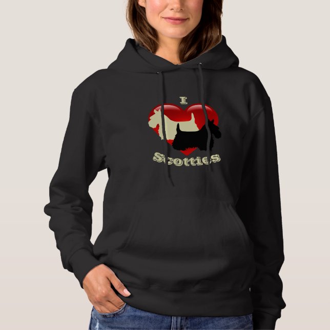 Pull À Capuche J'adore les terriers écossais, noirs et blé (Devant)