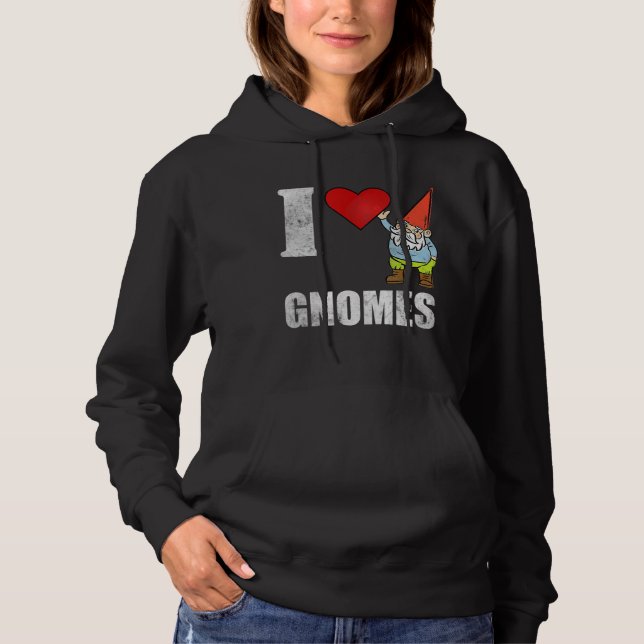 Pull À Capuche J'aime Gnomes Garden Gnome (Devant)