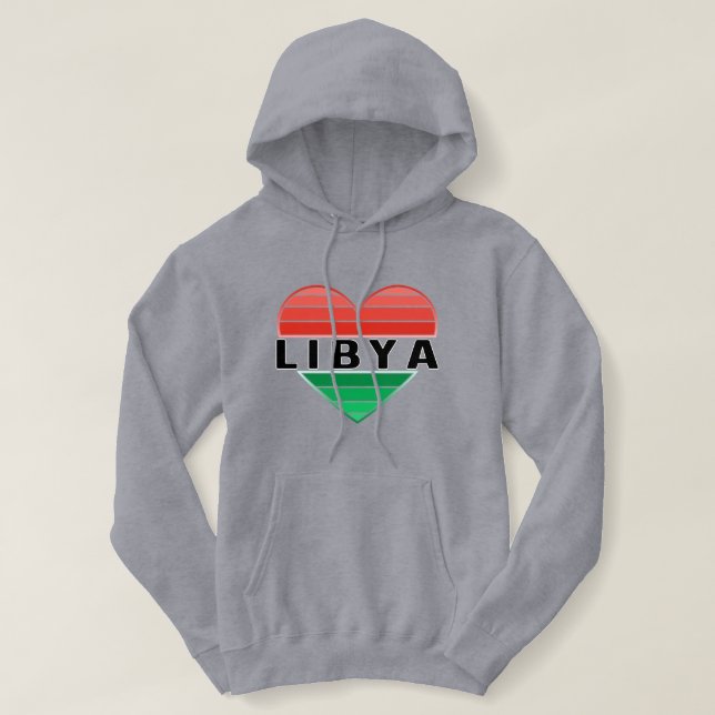 Pull À Capuche J'aime la Libye, le coeur libyen (Design devant)