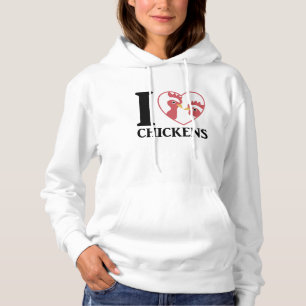 Pull À Capuche J'Aime Les Poulets Mignons Dans Le Coeur Du Coeur
