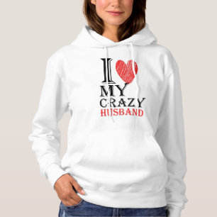 Pull À Capuche J'Aime Mon Fou Mari Purview Avec Le Coeur Rouge