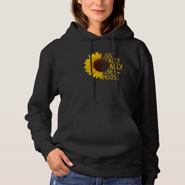 Pull À Capuche J'Aime Vraiment Moose Women Men Deer Elk Sunfl (Devant)