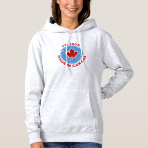 Pull À Capuche Je suis 100% Made in Canada Slogan pour les Canadi