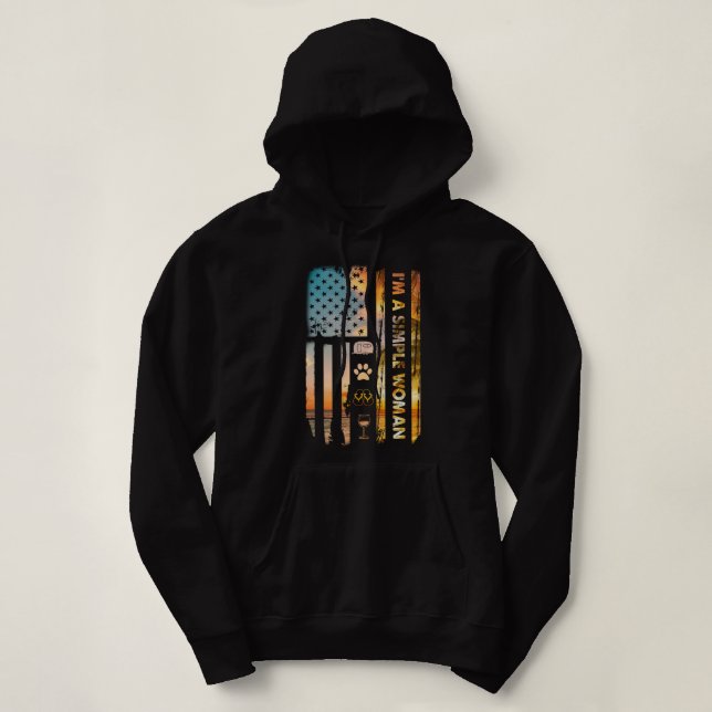 Pull À Capuche Je suis une femme simple Camping Vin Flip Flops Ch (Design devant)