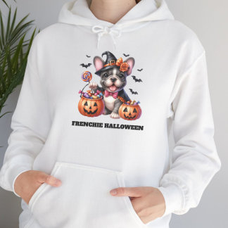 Pull À Capuche Joli bouledogue français Halloween Candy Sorcière