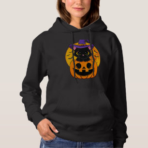 Pull À Capuche Joli Casquette Halloween Chat Noir Sorcière Citrou