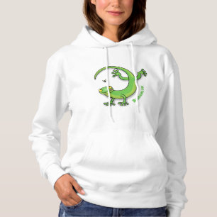 Pull À Capuche Joli gecko vert salutations avec dessin animé