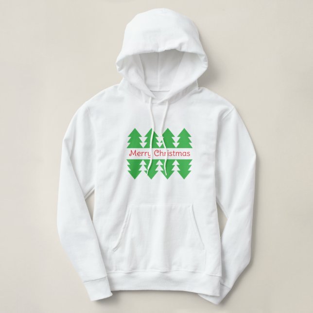 Pull À Capuche Joli Noël Simple Arbre Design Vert (Design devant)