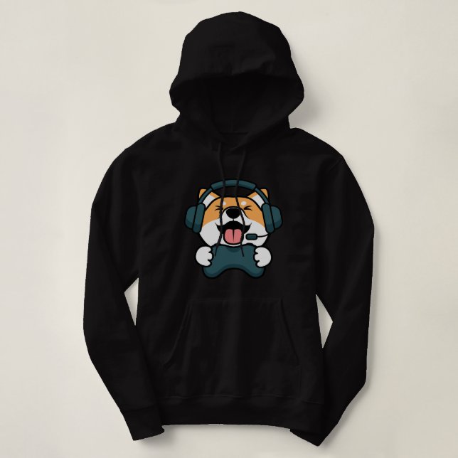 Pull À Capuche Joueur Chien Shiba Inu Joueur Jouer Funny Kawaii N (Design devant)