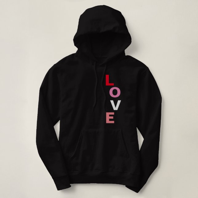 Pull À Capuche Jour de Valentines moderne Amour Amour Vertical Ty (Design devant)