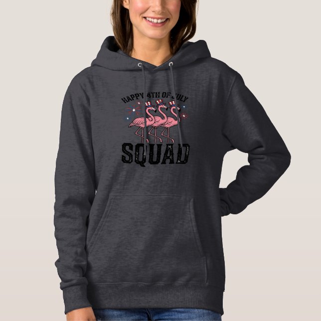 Pull À Capuche Joyeux 4 juillet Flamingo Squad Vector Design_1 (Devant)