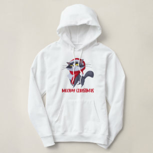 Pull À Capuche Joyeux Meowy Chat de Noël Sweatshirt à capuchon