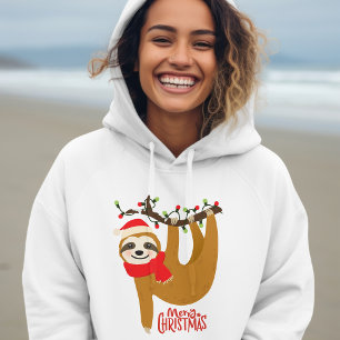 Pull À Capuche Joyeux Noël Sloth   Vacances