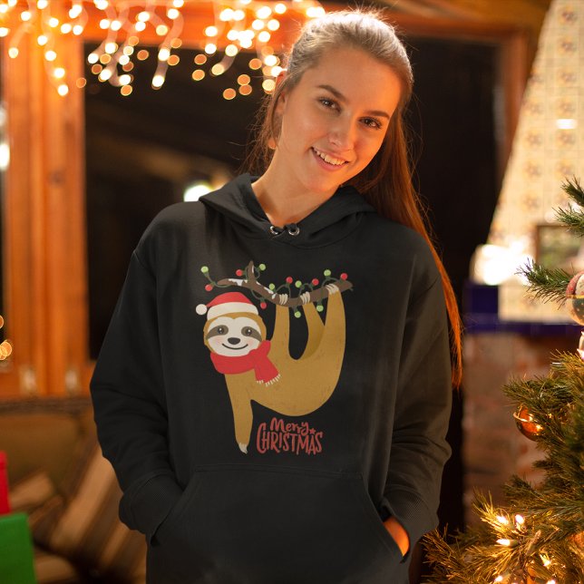Pull À Capuche Joyeux Noël Sloth | Vacances (Créateur téléchargé)