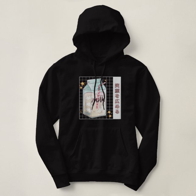 Pull À Capuche Kawaii Milk Carton Japonais Vaporwave 90'S Aesthet (Design devant)