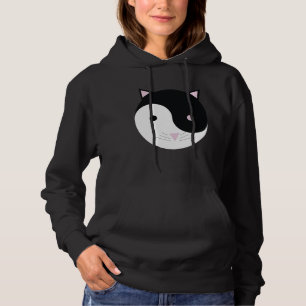 Pull À Capuche Kitty Yin Yang rose noir et blanc