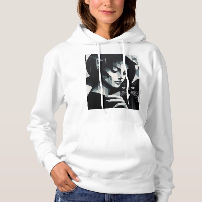 Pull À Capuche La dame du chat Graffiti (Devant)