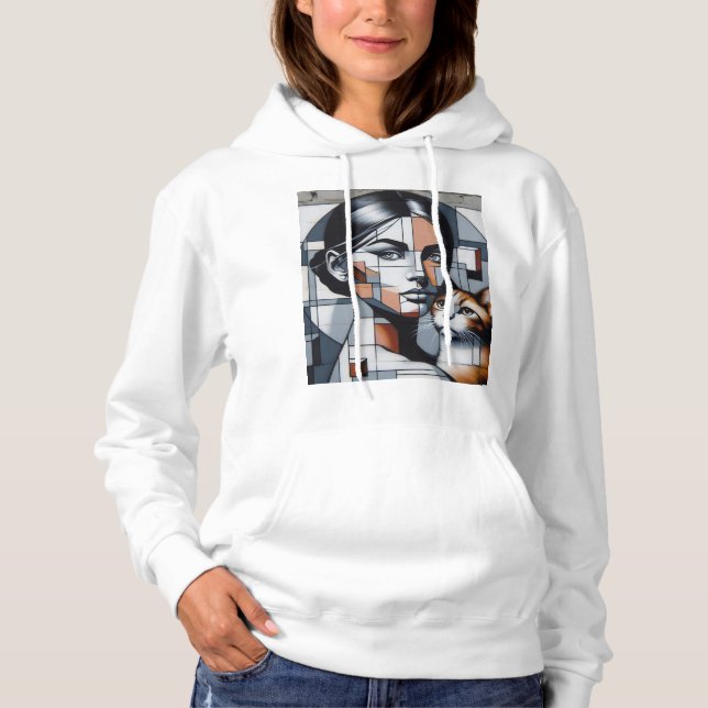 Pull À Capuche La dame du chat Graffiti (Devant)