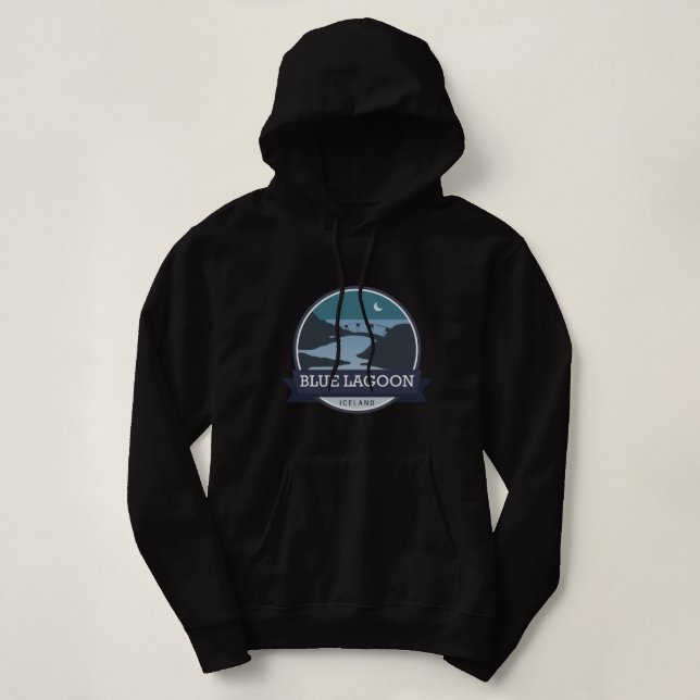 Pull À Capuche Lagon Bleu Islande Long (Design devant)