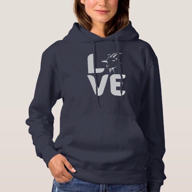 Pull À Capuche L'amour avec la chèvre comme O (Devant)