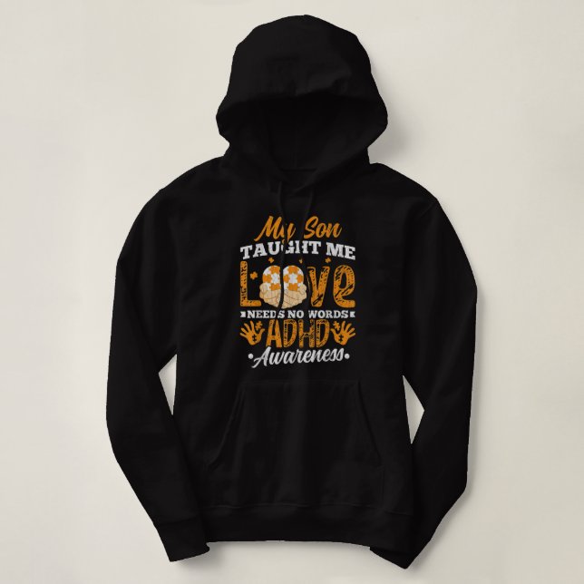 Pull À Capuche L'amour n'a pas besoin de mots TDAH Sensibilisatio (Design devant)