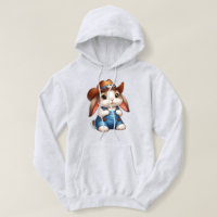 Lapin en tenue Cowboy avec Casquette et coutures