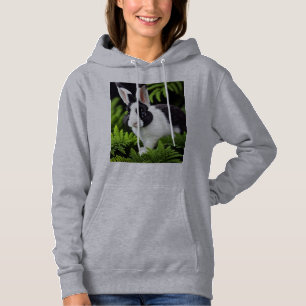 Pull À Capuche Lapin noir et blanc,