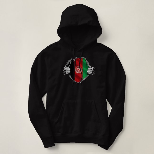 Pull À Capuche Le drapeau des racines de l'Afghanistan, un vérita (Design devant)