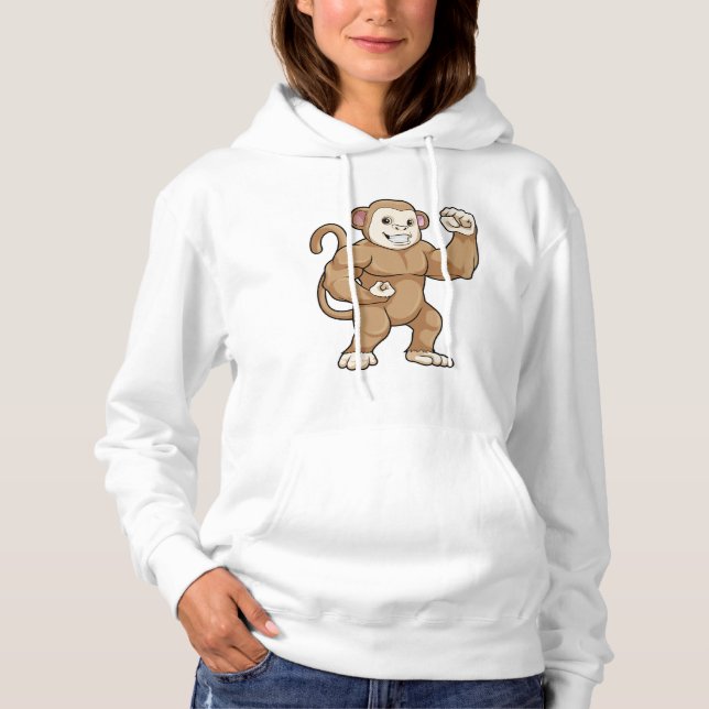 Pull À Capuche Le singe comme culturiste au Bodybuilding (Devant)