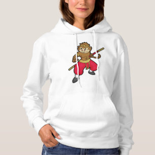 Pull À Capuche Le singe comme guerrier avec le personnel et le ba