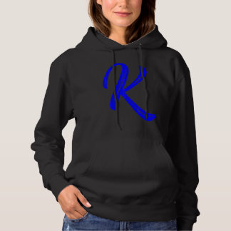 Pull À Capuche Letter K Alphabet Large Blue Graphic Initial