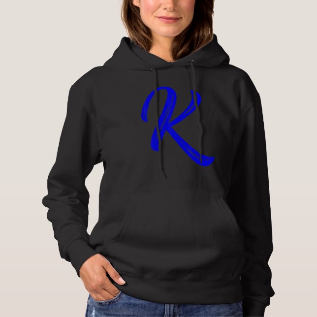 Pull À Capuche Letter K Alphabet Large Blue Graphic Initial (Devant)