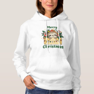 Pull À Capuche Lettre de Noël Sloth Winter Animaux Slots