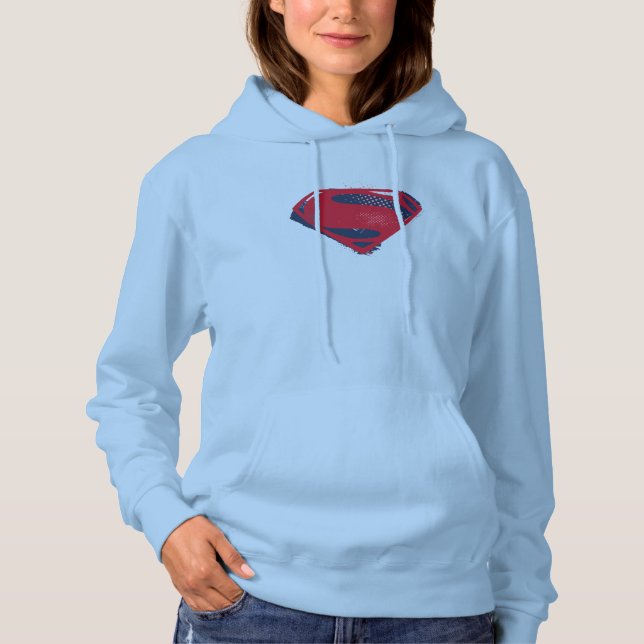 Pull À Capuche Ligue de Justice | Symbole Superman brosse et demi (Devant)