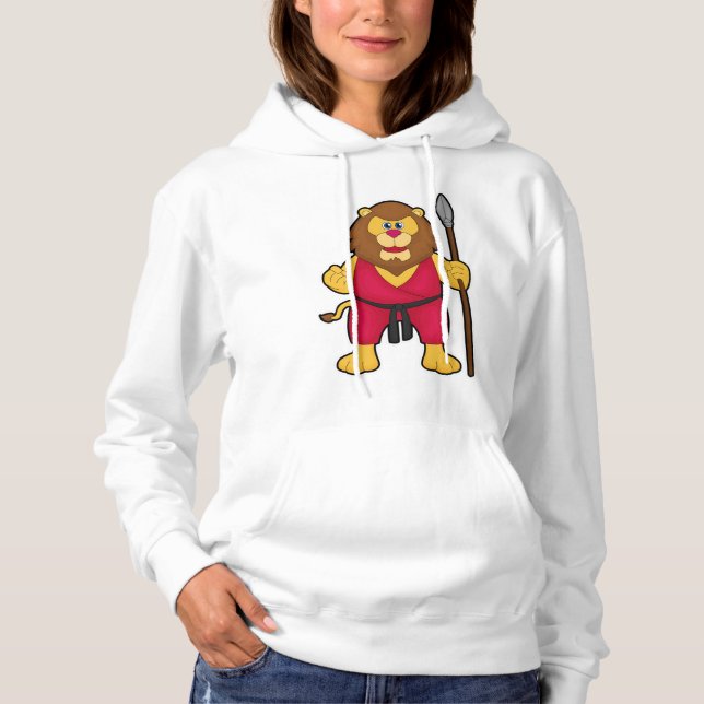 Pull À Capuche Lion comme guerrier avec Spear (Devant)