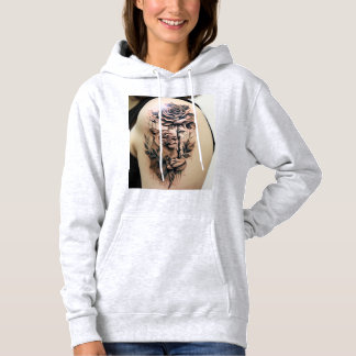 Pull À Capuche Lionne et Rose Tattoo T-Shirt Design