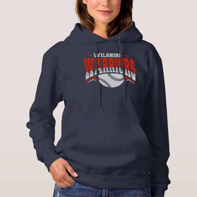 Pull À Capuche Logo de base-ball blanc Wilshire Warriors (Devant)
