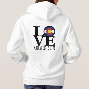 Pull À Capuche LOVE Crested Butte Colorado (impression au dos)