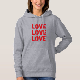 Pull À Capuche Love Love Love – Typographie Gras pour la Saint-Va
