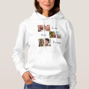 Pull À Capuche Love You Forever Custom 3 Photo et nom Couples