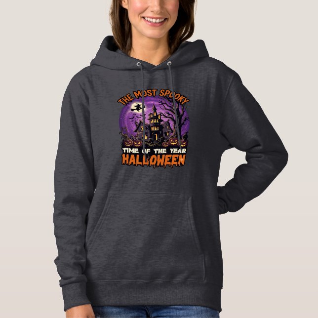 Pull À Capuche Maison hantée de Halloween la plus effrayante Sorc (Devant)