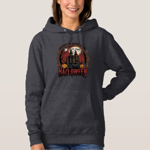 Pull À Capuche Maison Hantée Halloween Gravure Vintage Épouvantab