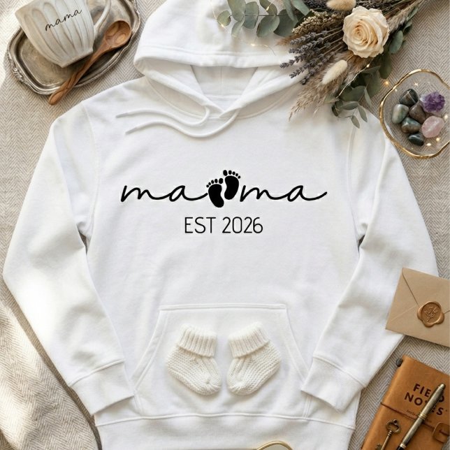 Pull À Capuche Mama Est Année Minimal Empreinte Script Typographi (Créateur téléchargé)