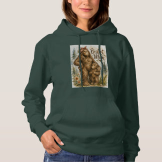 Pull À Capuche Maman Bigfoot Aquarelle Forêt Art de Famille Crypt