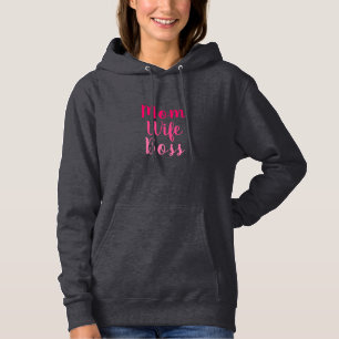 Pull À Capuche Maman femme patron rose brosse personnalisée scrip